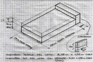 Disegno letto su misura prima della realizzazione