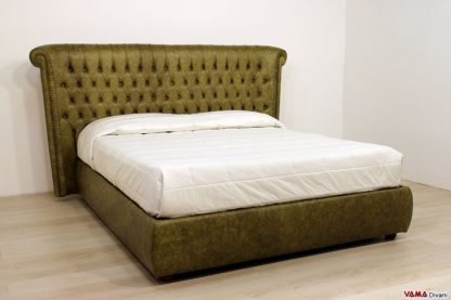 Letto leichester classico in pelle verde