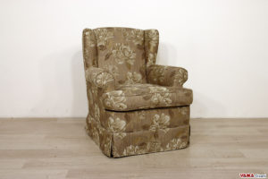 Poltrona bergere piccola con cuscino in piuma in tessuto sfoderabile