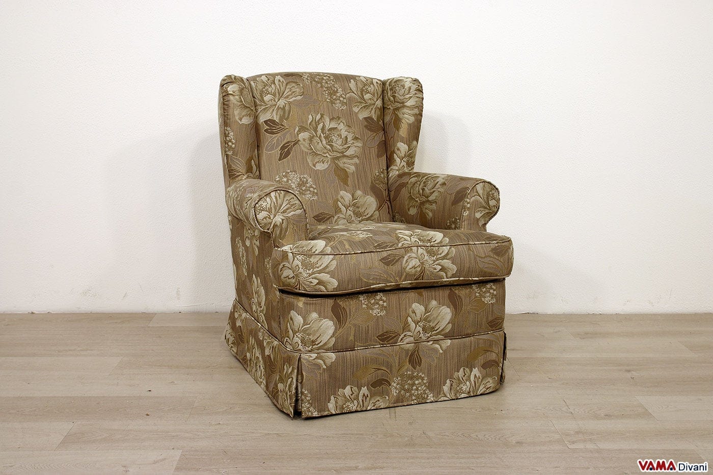 Poltrona bergere piccola con cuscino in piuma in tessuto sfoderabile