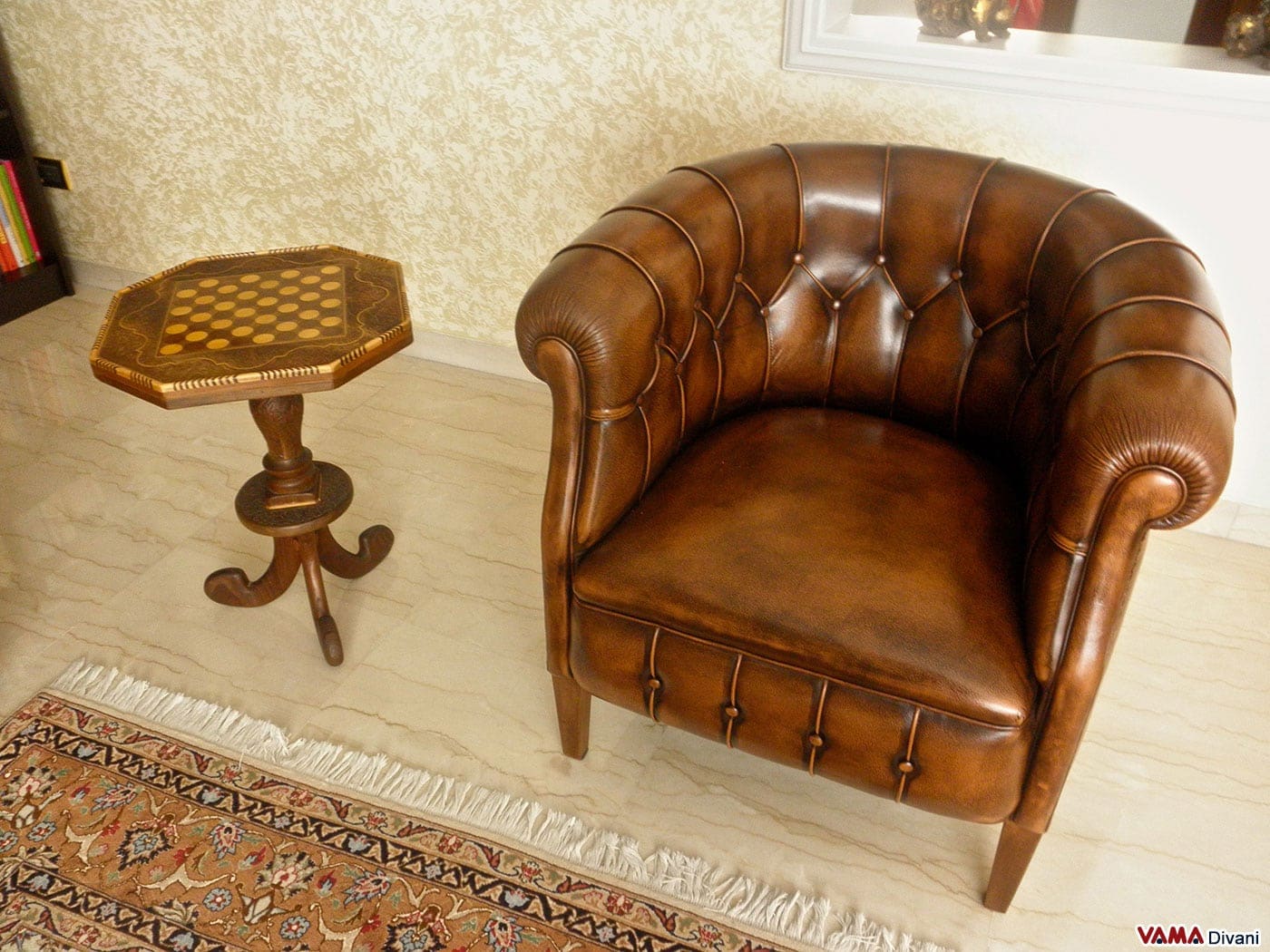 Poltrona Vintage in pelle Marrone Poltrona Vintage Marrone