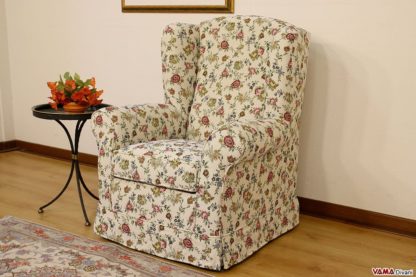 Poltrona bergère in tessuto gobelin a fiori