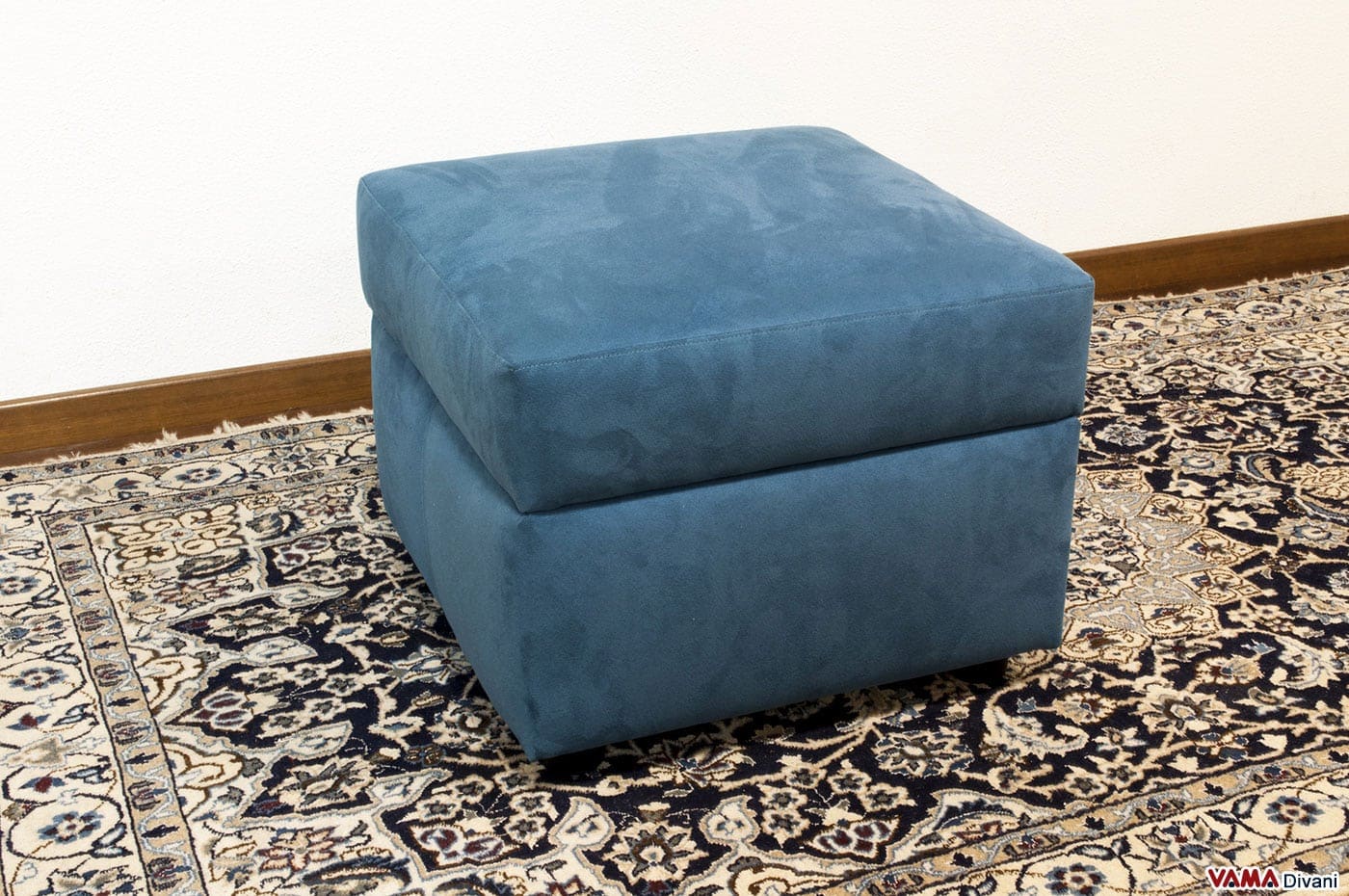 Pouf Ottomano Quadrato Con Contenitore 38 Cm - Ecopelle Bianca, Poggiapiedi E Cassapanca Per Soggiorno
