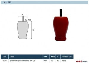 Misure Piedino in Legno finitura noce Art.026