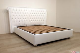 Letto classico imbottito bianco