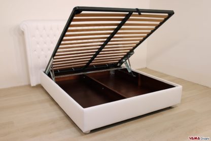 Letto imbottito classico bianco con contenitore