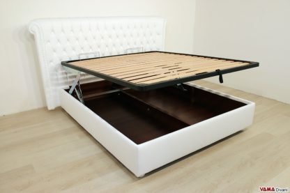 Letto imbottito con contentiore a doppia alzata