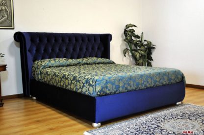 Letto leichester in velluto capitonnè