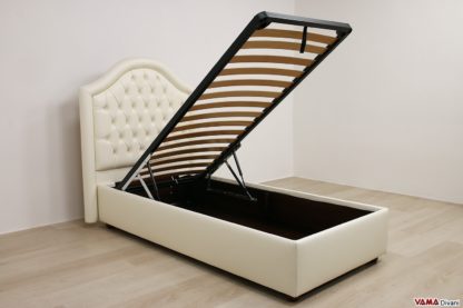 Letto singolo contenitore classico con bottoni swarovski
