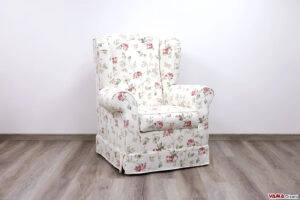 Poltrona bergère in tessuto floreale sfoderabile