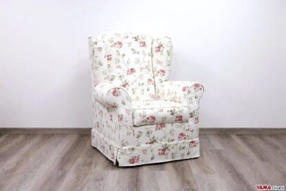 Poltrona bergère in tessuto floreale sfoderabile