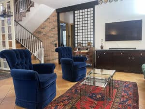 Poltrone classiche in velluto di lusso blu recensione da Pavia