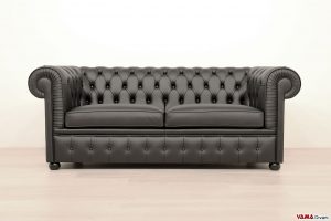 Divano Chesterfield su misura nero in pelle