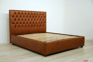 letto capitonnè pelle marrone