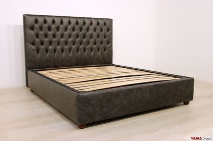 Letto in pelle nera invecchiata aswan