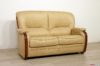 Divano pelle e legno beige due posti