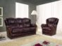 Salotto classico in legno e pelle bordeaux