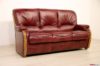 Divano legno e pelle bordeaux rossa tre posti