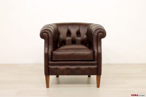 Poltroncina classica in pelle da camera da letto