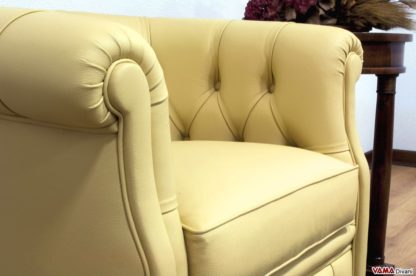Braccioli poltrona camera da letto classica in pelle gialla
