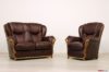 Salotto classico in pelle con cornice in legno