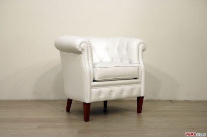 Poltroncina camera da letto in pelle bianca