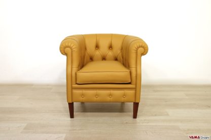 Poltroncina da camera gialla in pelle