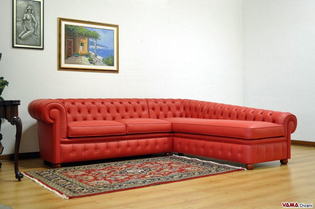 Beliani Chaise Longue Versione Destra Velluto Grigio Stile Chesterfield Vintage