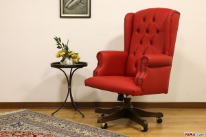 Poltrona classica da ufficio in pelle rossa