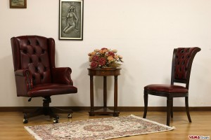 Poltrona e sedia da ufficio in pelle vintage