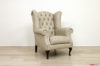 Poltrona classica bergere in pelle avorio