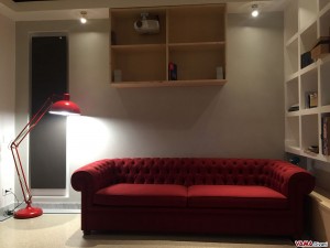 Divano Chesterfield 4 Posti rosso in tessuto