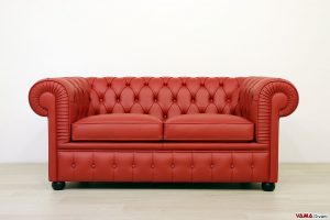 Divano Chesterfield in vera pelle 2 posti rosso