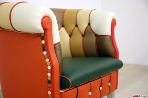 Bracciolo e seduta della poltrona patchwork