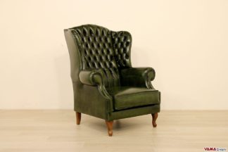 Poltrona bergere Chesterfield con schienale alto