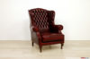 Poltrona bergere capitonnè in pelle rosso antico