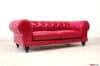 Divano Chesterfield moderno in pelle vintage fucsia con piedi alti neri