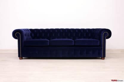 Divano Chesterfield in velluto blu