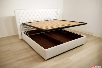 letto contenitore bianco in ecopelle