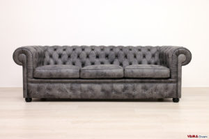 Divano Chesterfield 3 posti grigio industrial