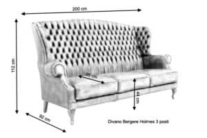 Misure divano bergere holmes 3 posti