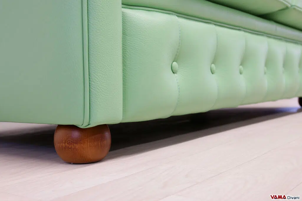 Piede sferico del divano Chesterfield in offerta in pelle verde chartreuse