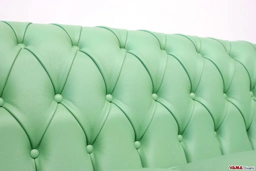Schienale Chesterfield capitonné in pelle verde arlecchino