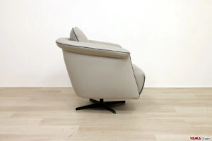 Poltrona girevole di design moderna grigia in pelle