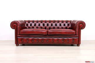 Divano Chesterfield rosso vintage 2 metri