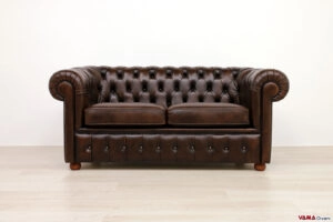 Divano Chesterfield 2 posti marrone vintage