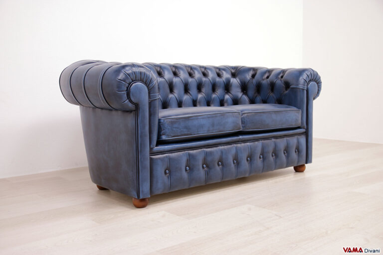 Trama Toscana Divano Chesterfield 2 Posti In Vera Pelle – Made In Italy 165x85 Cm – Scegli Pelle E Colore