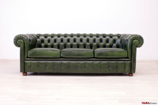 Divano Chesterfield verde inglese 3 posti in offerta e pronta consegna