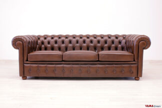 Divano Chesterfield 3 posti marrone cuoio vintage in offerta e pronta consegna