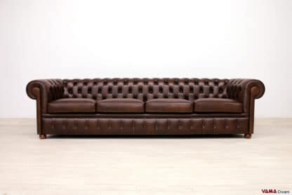 Divano Chesterfield 4 posti marrone